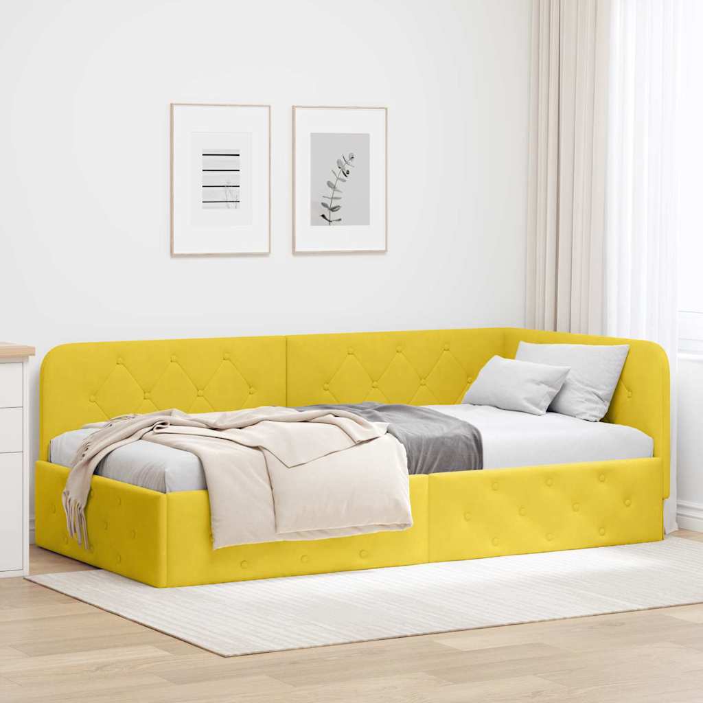 Hjørnesengramme Gul 100 x 200 cm Fløjl
