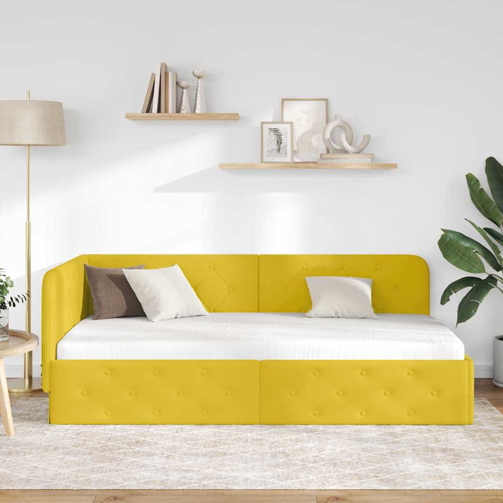 Hjørnesengramme Gul 100 x 200 cm Fløjl
