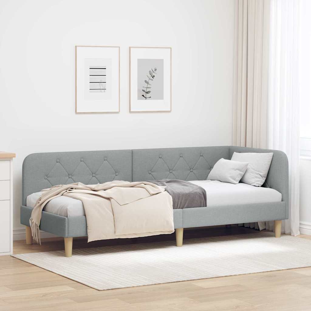 Hjørnesengramme Lysegrå 80 x 200 cm Stof