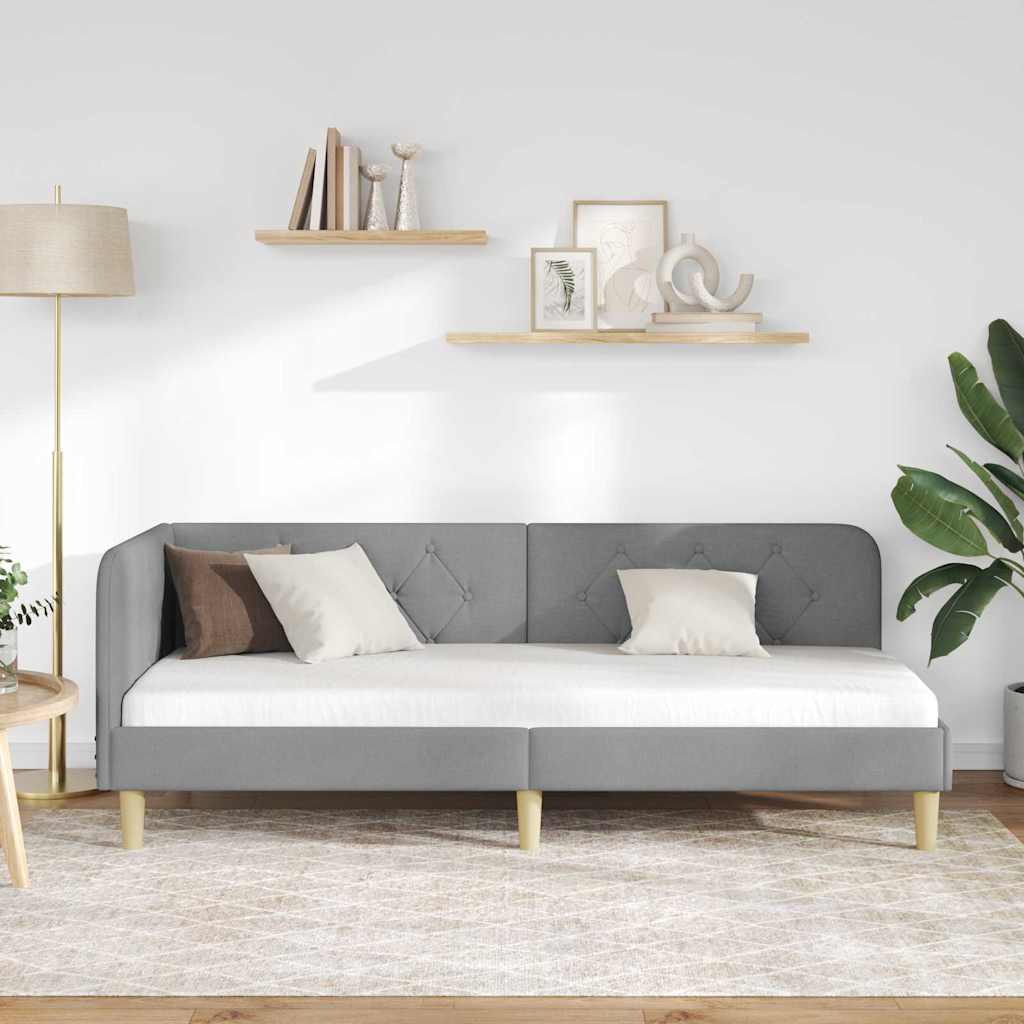 Hjørnesengramme Lysegrå 80 x 200 cm Stof