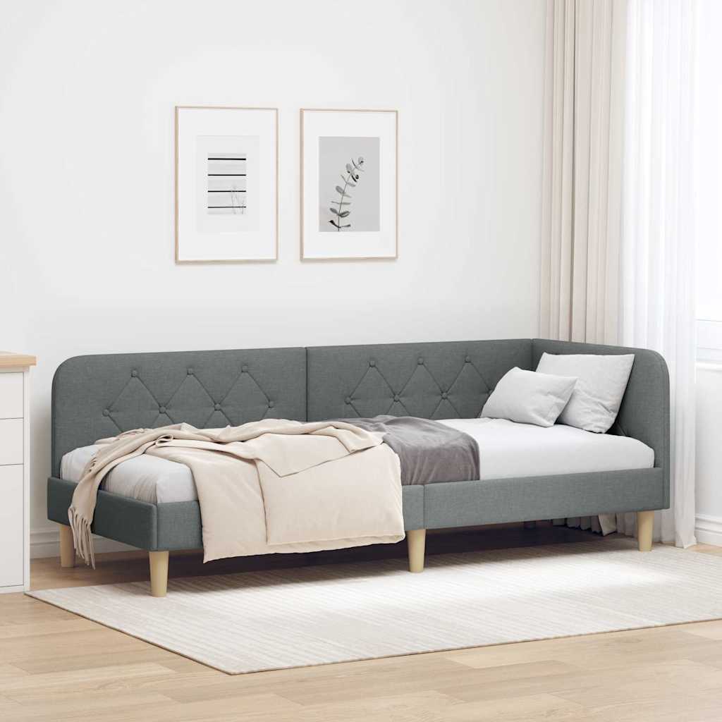 Hjørnesengramme Mørkegrå 80 x 200 cm Stof
