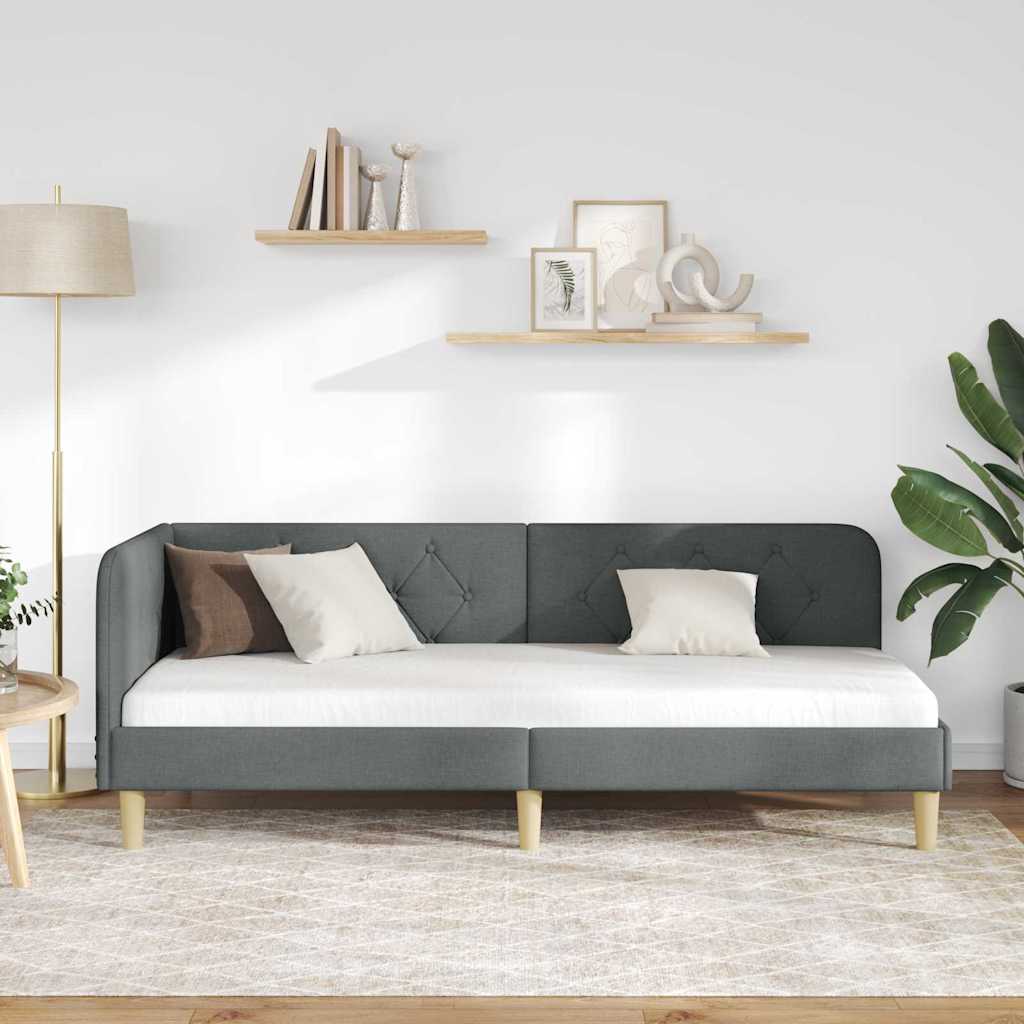 Hjørnesengramme Mørkegrå 80 x 200 cm Stof