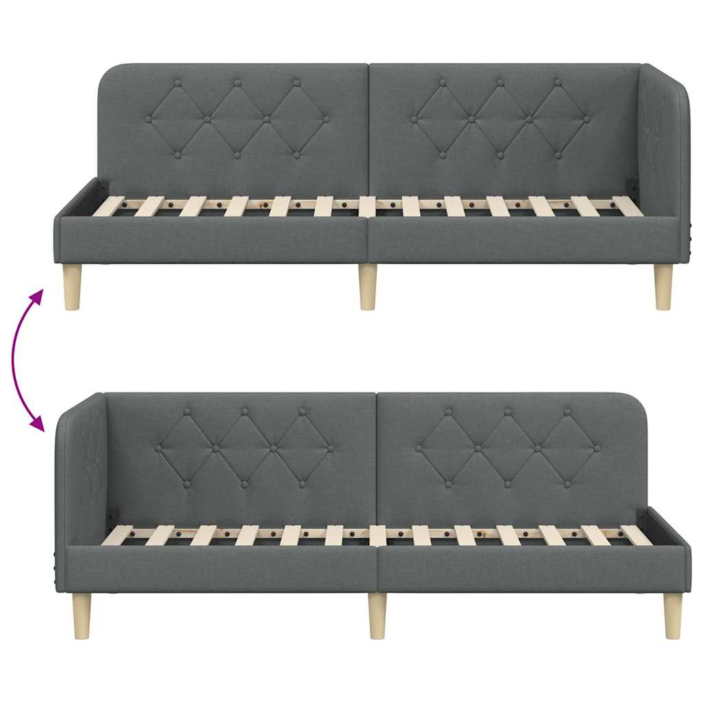 Hjørnesengramme Mørkegrå 80 x 200 cm Stof