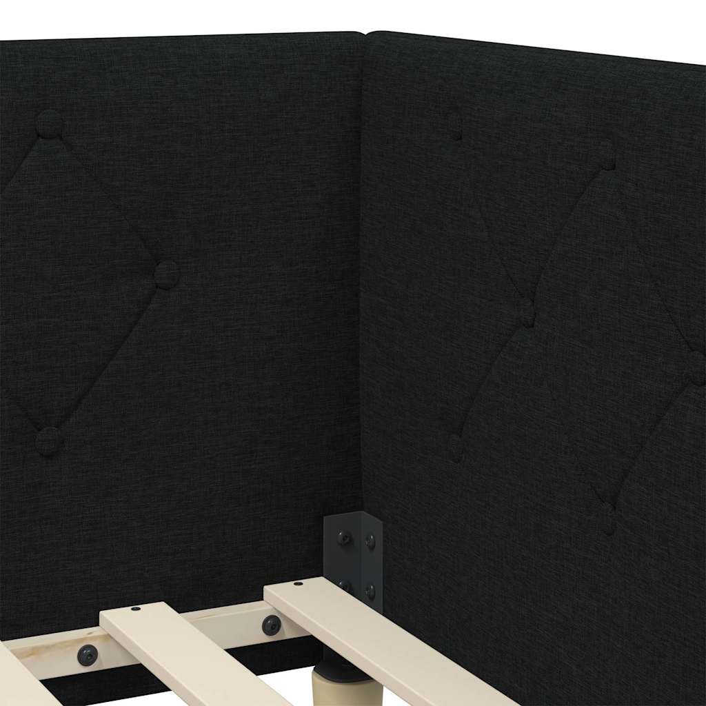 Hjørnesengramme Sort 80 x 200 cm Stof