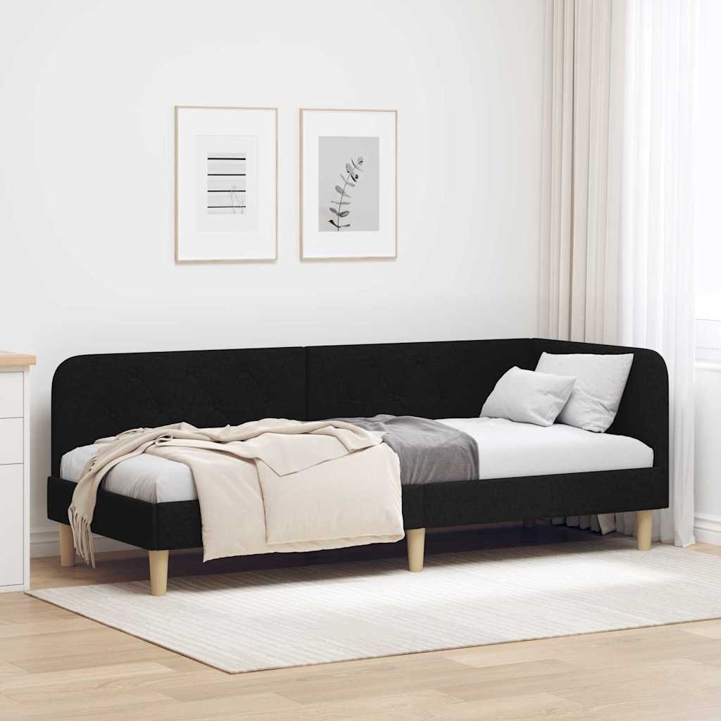 Hjørnesengramme Sort 80 x 200 cm Stof
