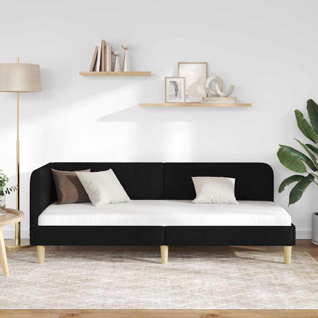 Hjørnesengramme Sort 80 x 200 cm Stof
