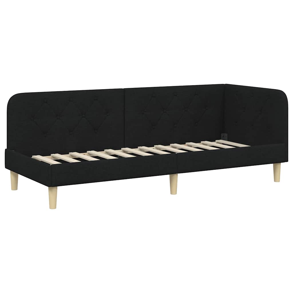 Hjørnesengramme Sort 80 x 200 cm Stof