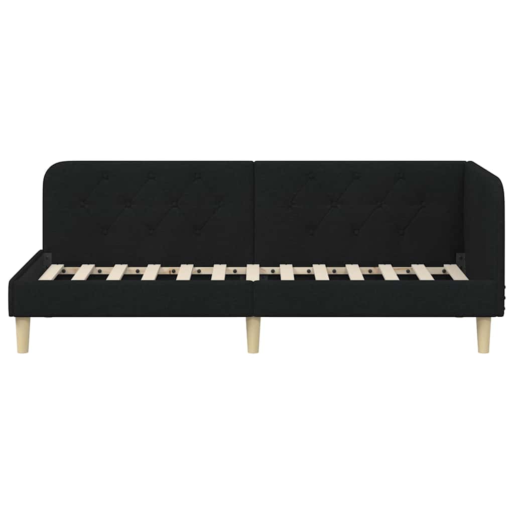 Hjørnesengramme Sort 80 x 200 cm Stof