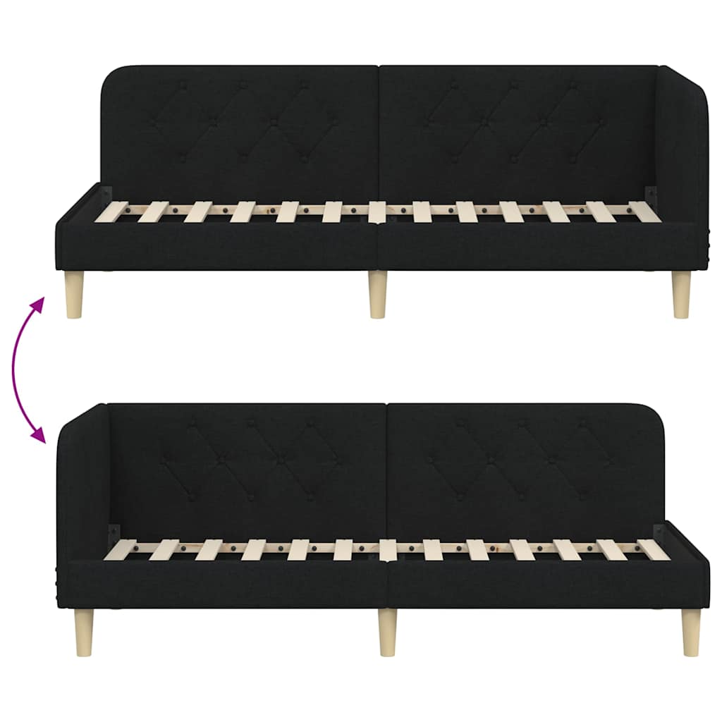 Hjørnesengramme Sort 80 x 200 cm Stof