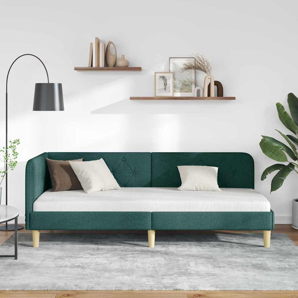 Hjørnesengramme Mørkegrøn 80 x 200 cm Stof