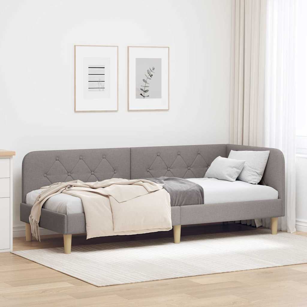 Hjørnesengramme Gråbrun 80 x 200 cm Stof