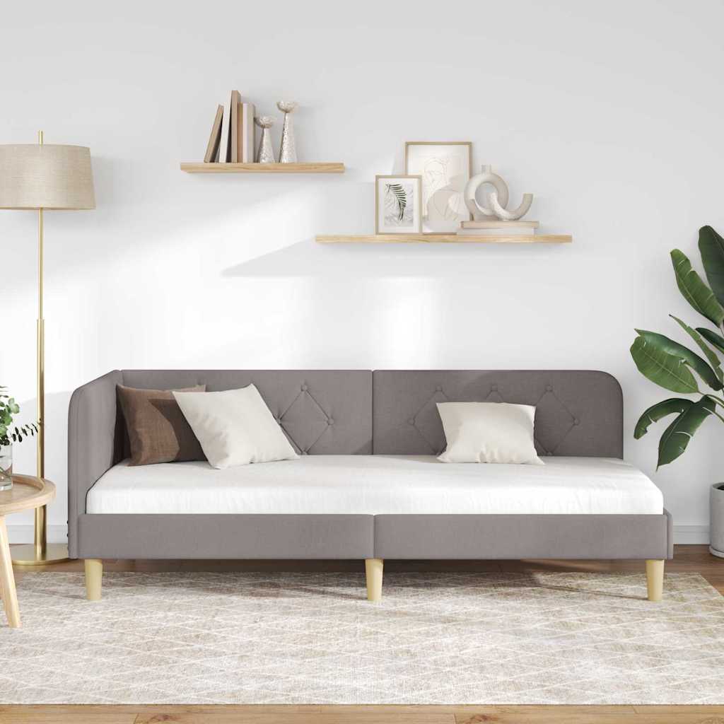 Hjørnesengramme Gråbrun 80 x 200 cm Stof