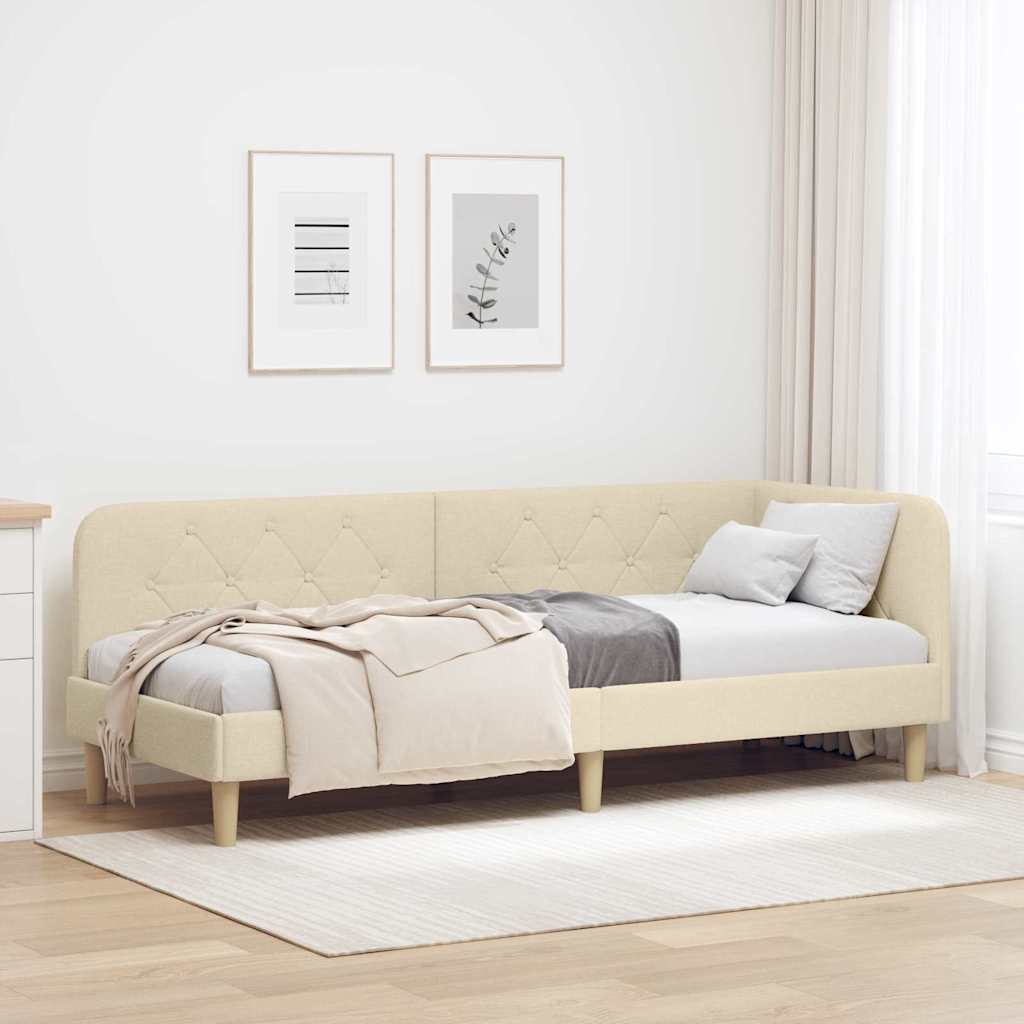 Hjørnesengramme Creme 80 x 200 cm Stof