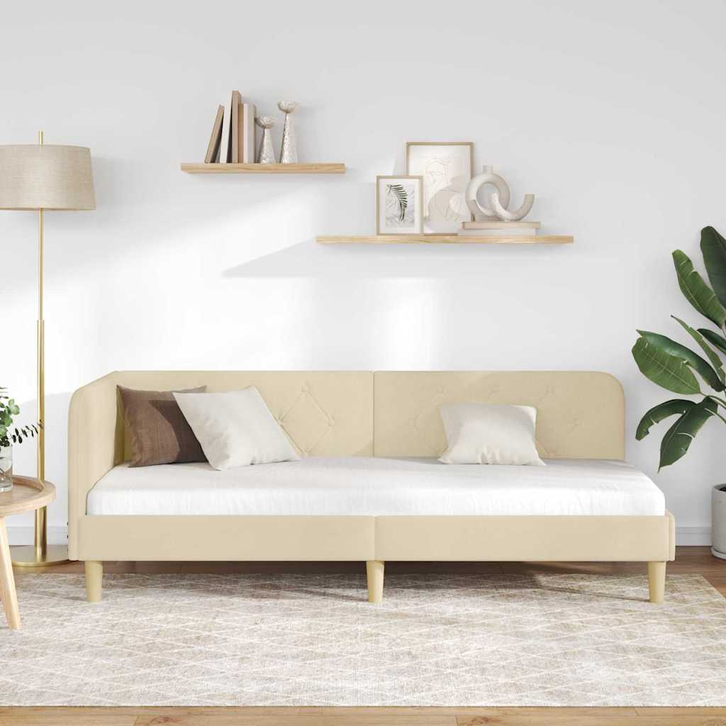 Hjørnesengramme Creme 80 x 200 cm Stof
