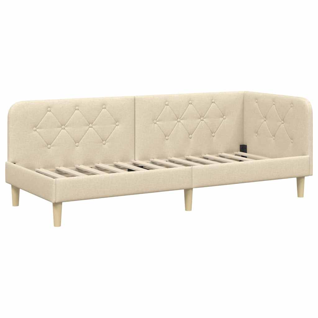 Hjørnesengramme Creme 80 x 200 cm Stof