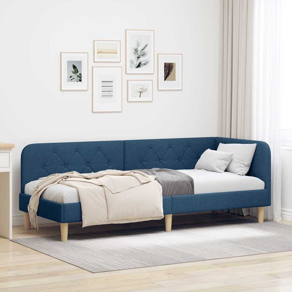 Hjørnesengramme Blå 80 x 200 cm Stof