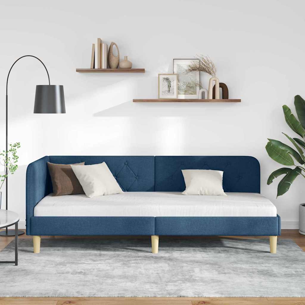 Hjørnesengramme Blå 80 x 200 cm Stof