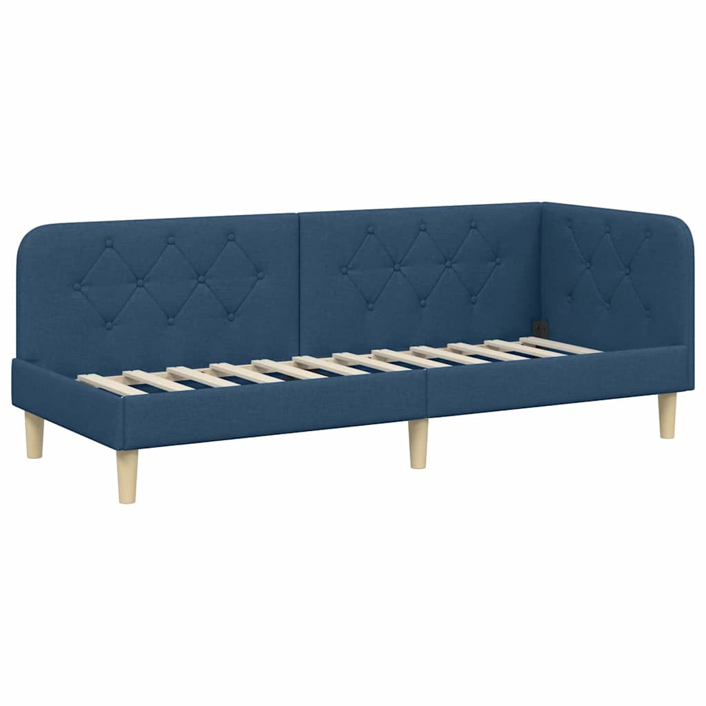 Hjørnesengramme Blå 80 x 200 cm Stof