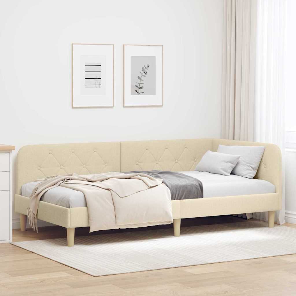 Hjørnesengramme Creme 90 x 190 cm Stof