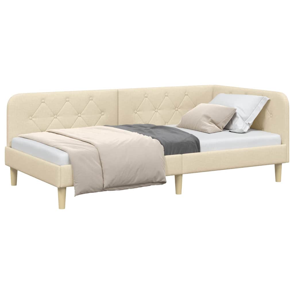 Hjørnesengramme Creme 90 x 190 cm Stof