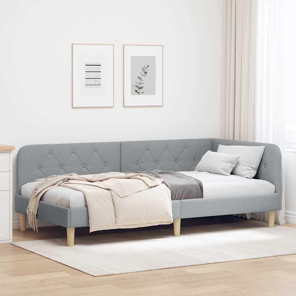 Hjørnesengramme Lysegrå 90 x 200 cm Stof