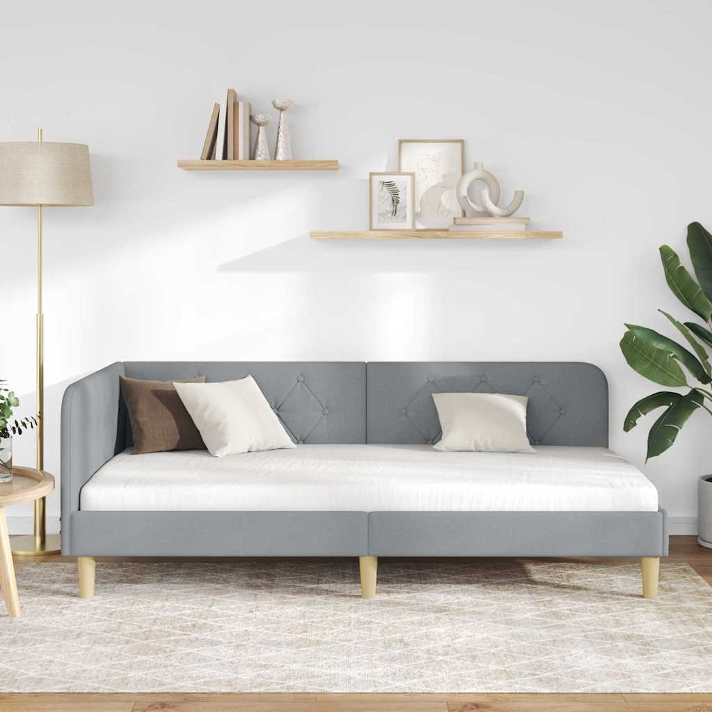 Hjørnesengramme Lysegrå 90 x 200 cm Stof