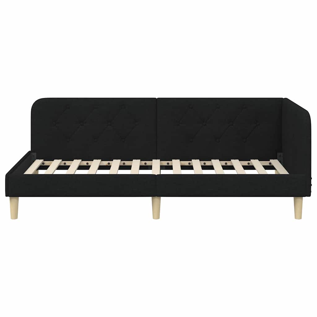 Hjørnesengramme Sort 90 x 200 cm Stof