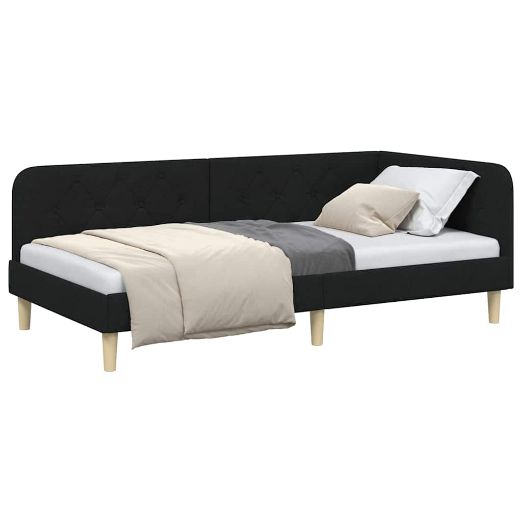 Hjørnesengramme Sort 90 x 200 cm Stof