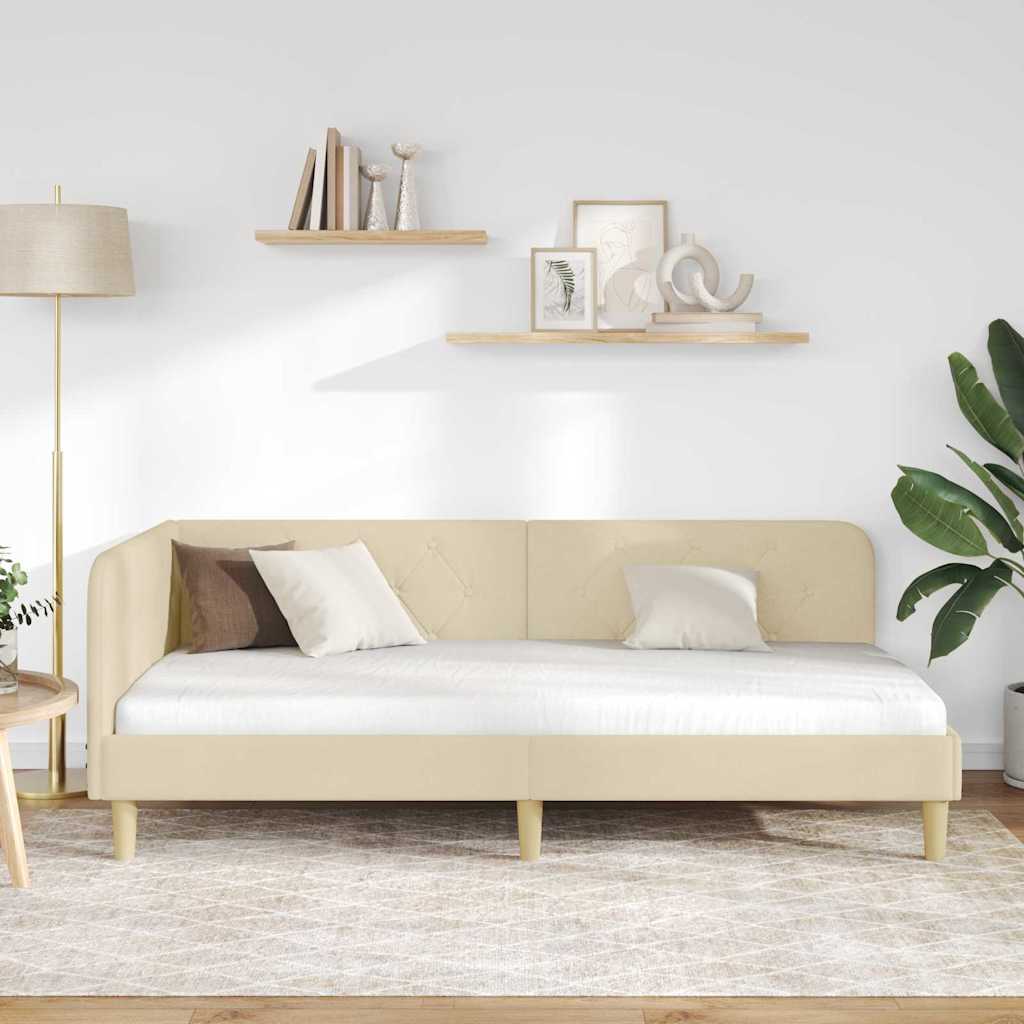 Hjørnesengramme Creme 90 x 200 cm Stof