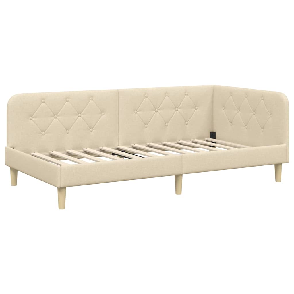 Hjørnesengramme Creme 90 x 200 cm Stof