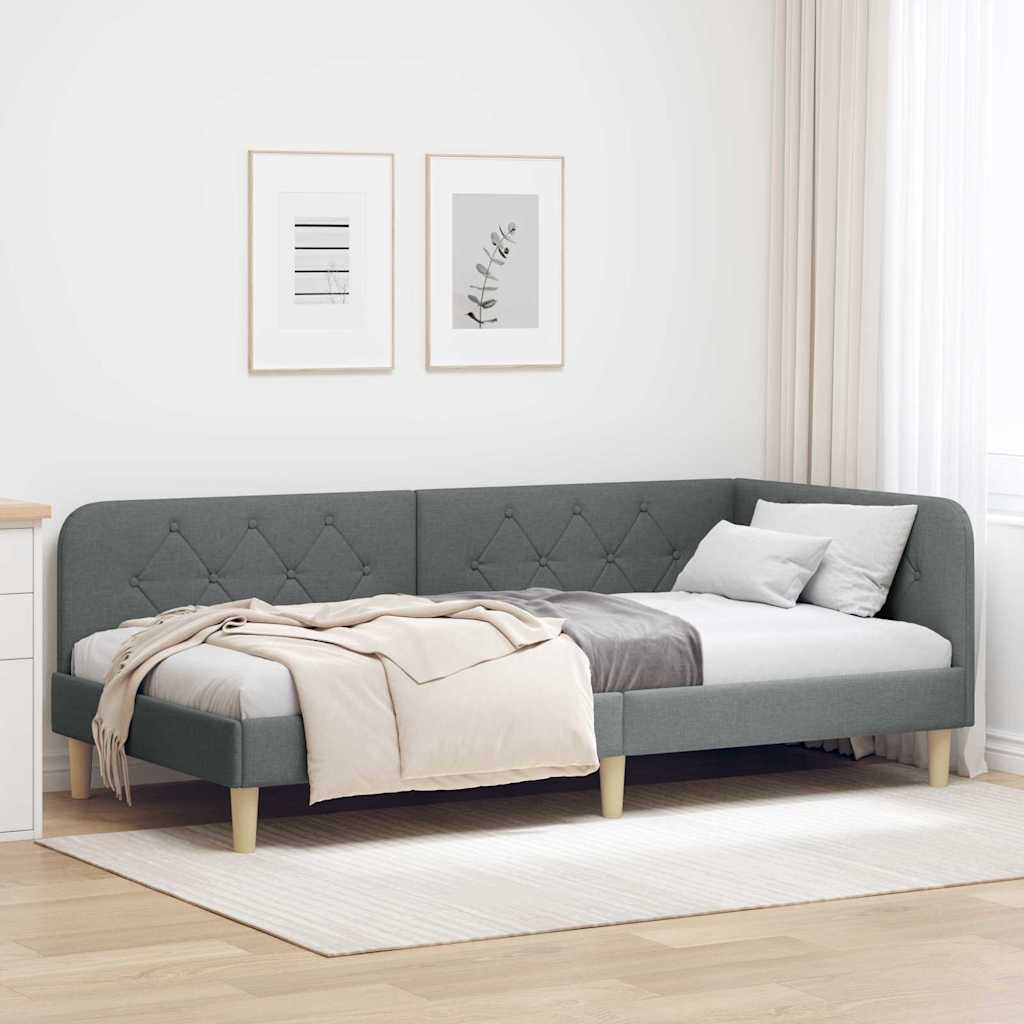 Hjørnesengramme Mørkegrå 100 x 200 cm Stof