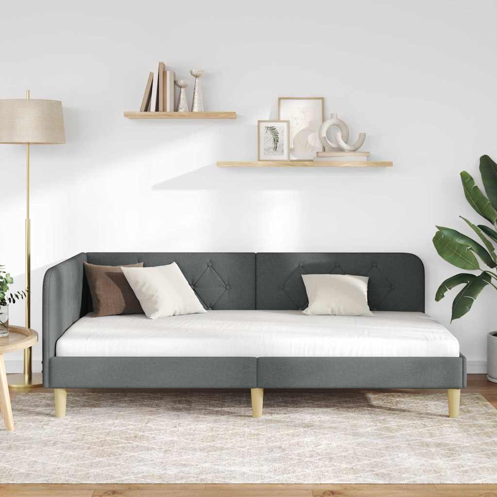 Hjørnesengramme Mørkegrå 100 x 200 cm Stof