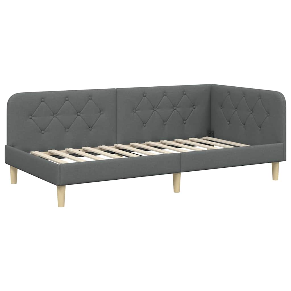 Hjørnesengramme Mørkegrå 100 x 200 cm Stof