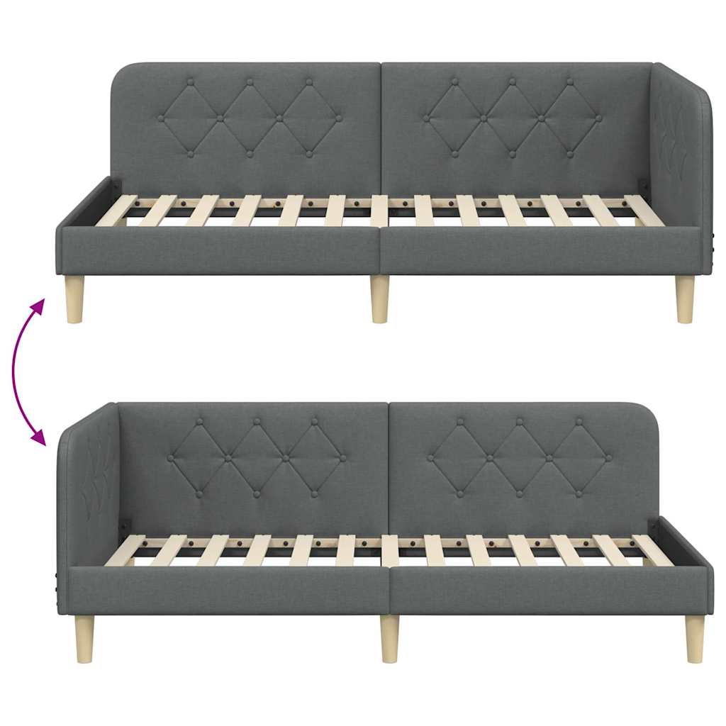 Hjørnesengramme Mørkegrå 100 x 200 cm Stof