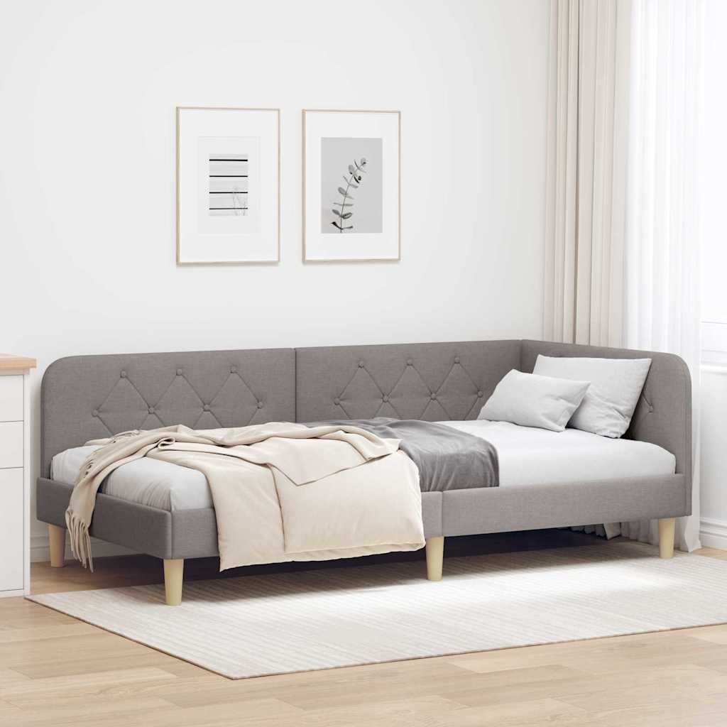 Hjørnesengramme Gråbrun 100 x 200 cm Stof