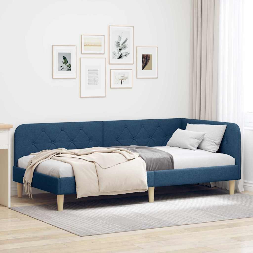 Hjørnesengramme Blå 100 x 200 cm Stof