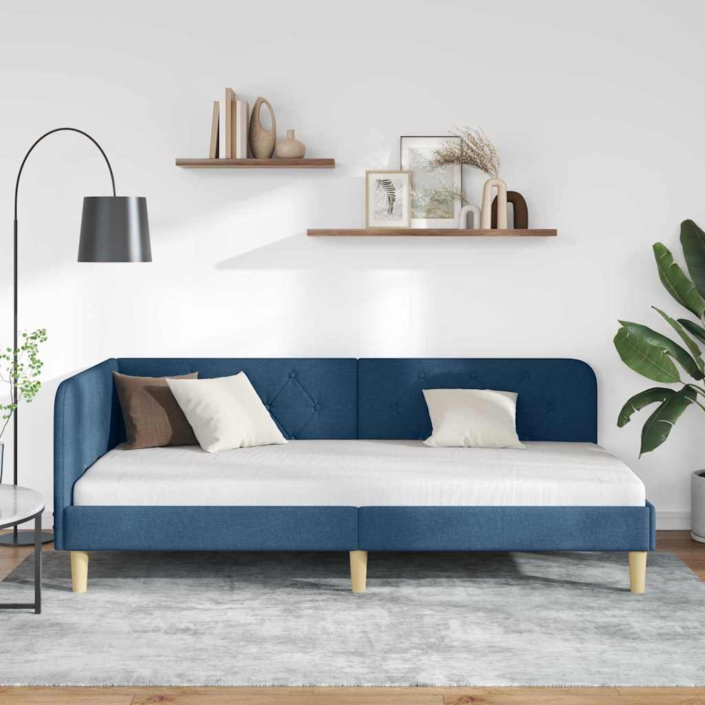 Hjørnesengramme Blå 100 x 200 cm Stof