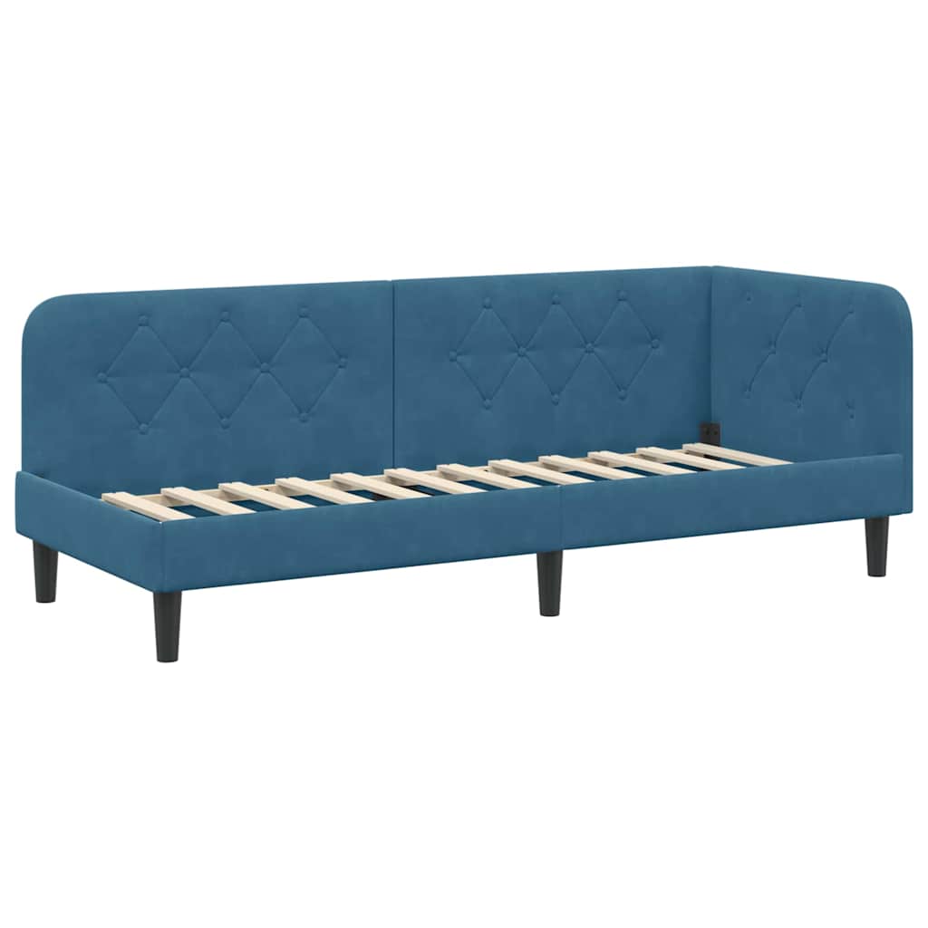 Hjørnesengramme Blå 80 x 200 cm Fløjl