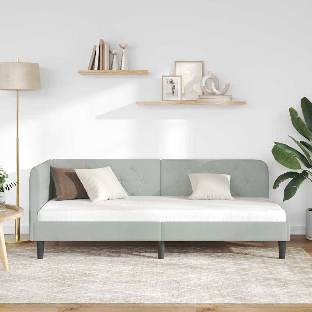 Hjørnesengramme Lysegrå 80 x 200 cm Fløjl