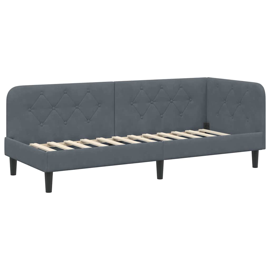 Hjørnesengramme Mørkegrå 80 x 200 cm Fløjl