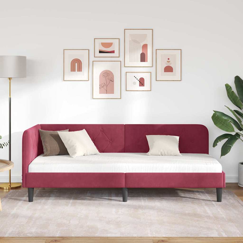 Hjørnesengramme Vinrød 80 x 200 cm Fløjl