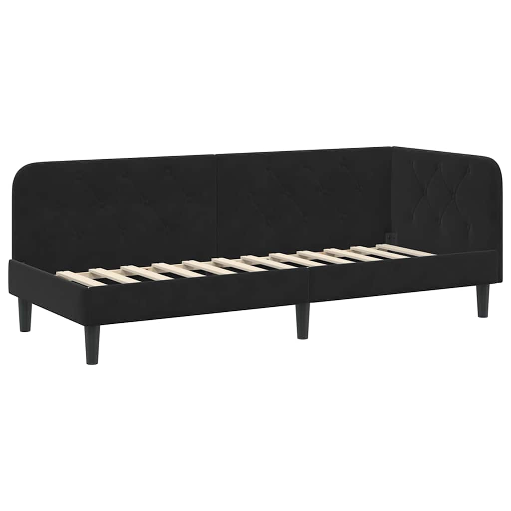 Hjørnesengramme Sort 80 x 200 cm Fløjl