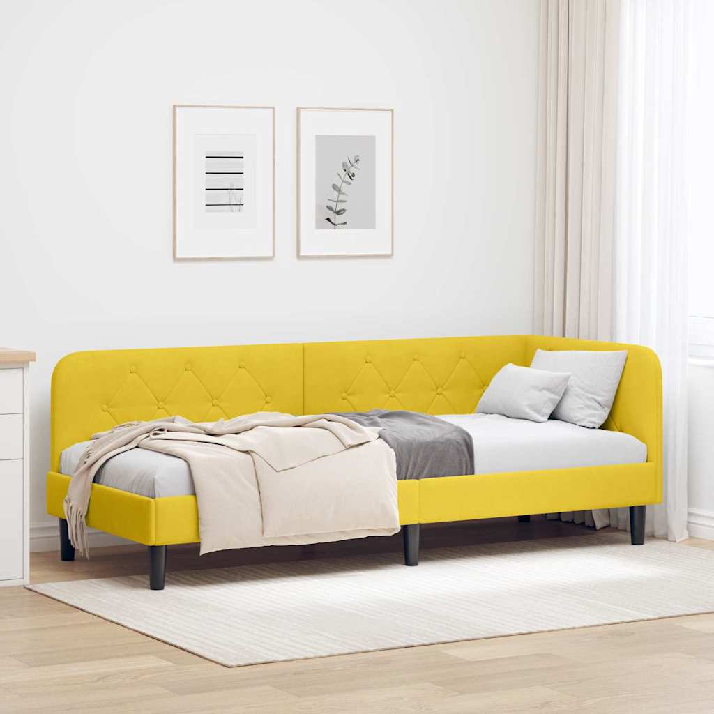 Hjørnesengramme Gul 80 x 200 cm Fløjl