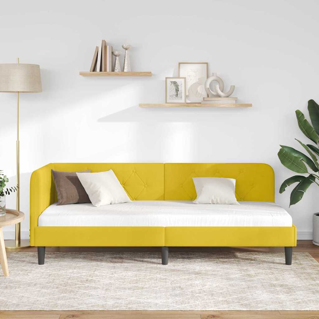 Hjørnesengramme Gul 80 x 200 cm Fløjl