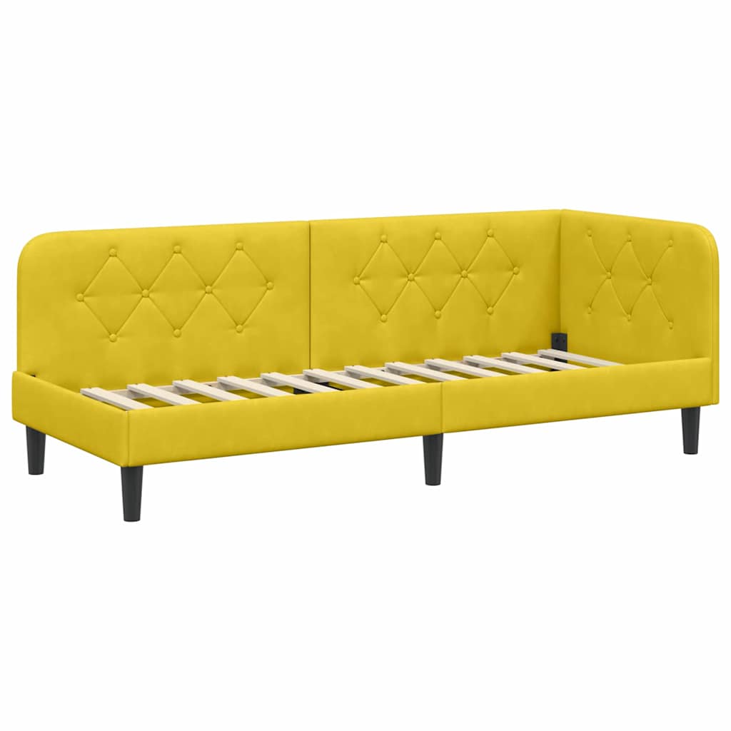 Hjørnesengramme Gul 80 x 200 cm Fløjl