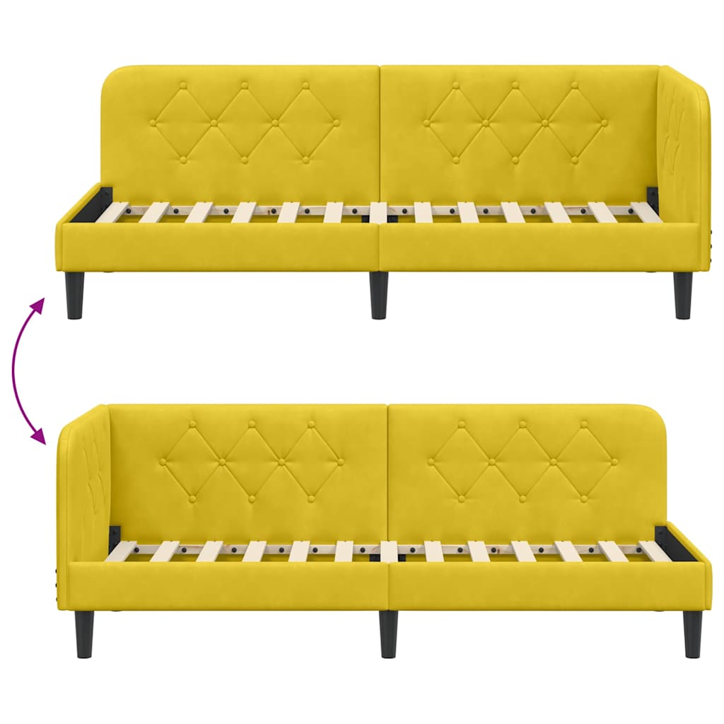 Hjørnesengramme Gul 80 x 200 cm Fløjl