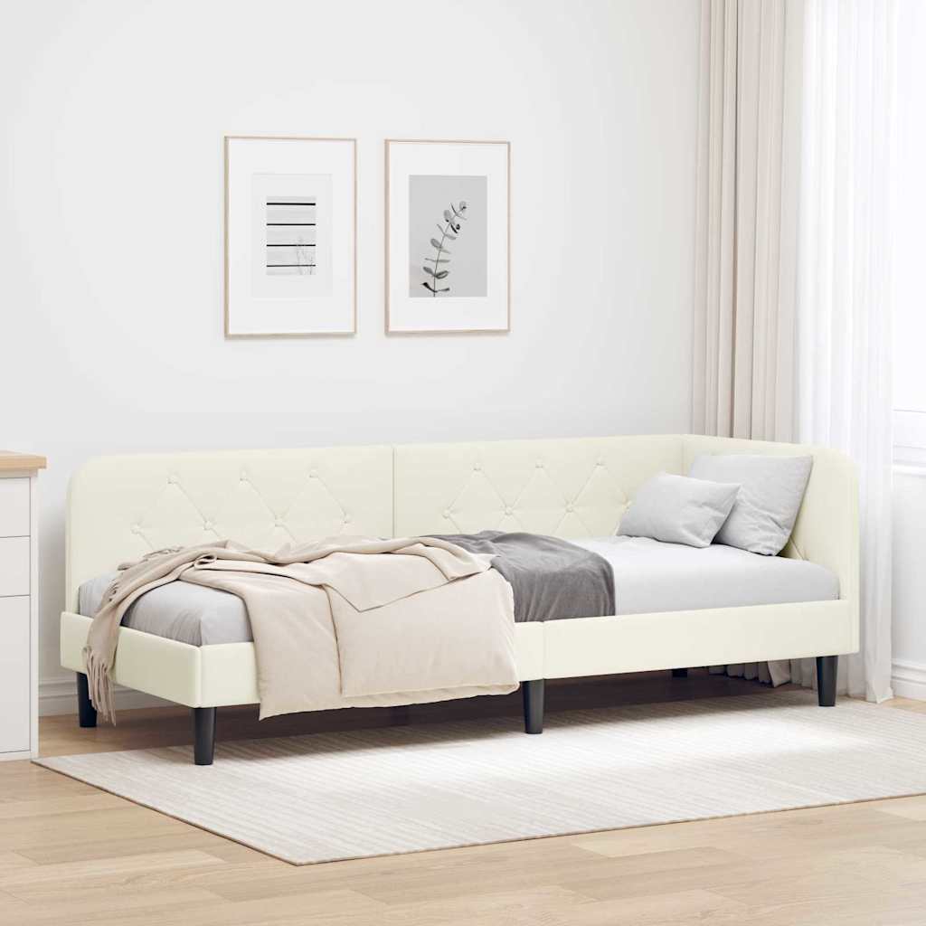 Hjørnesengramme Creme 80 x 200 cm Fløjl