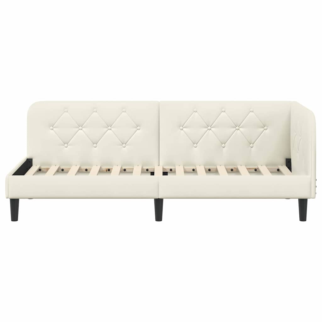 Hjørnesengramme Creme 80 x 200 cm Fløjl
