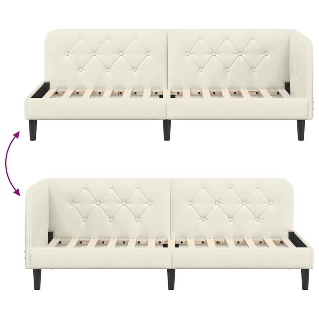 Hjørnesengramme Creme 80 x 200 cm Fløjl