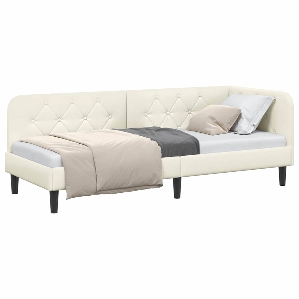 Hjørnesengramme Creme 80 x 200 cm Fløjl